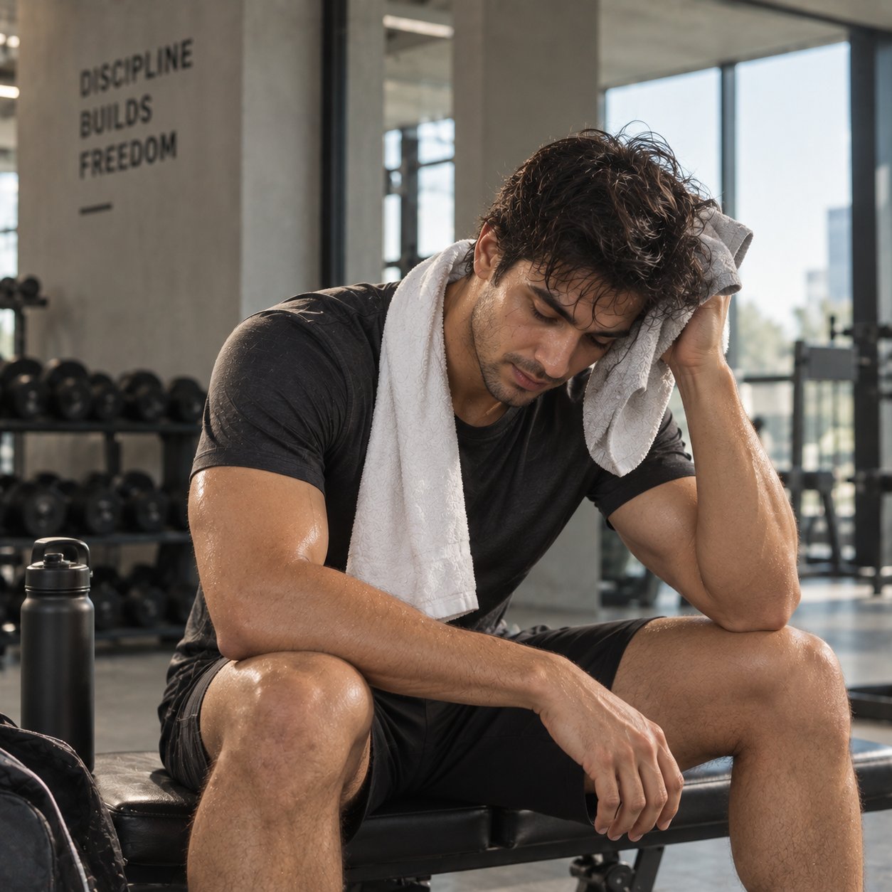 Man towelling off after a workout
